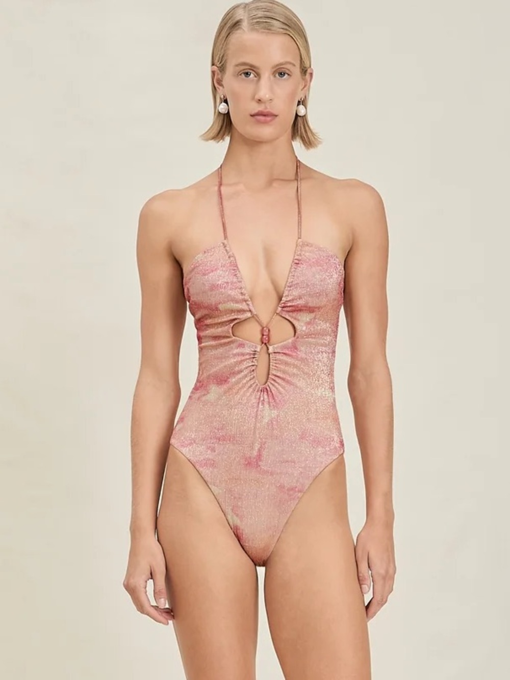 DEVON WINDSOR Darcy Pink Halter One-Piece Swimsuit